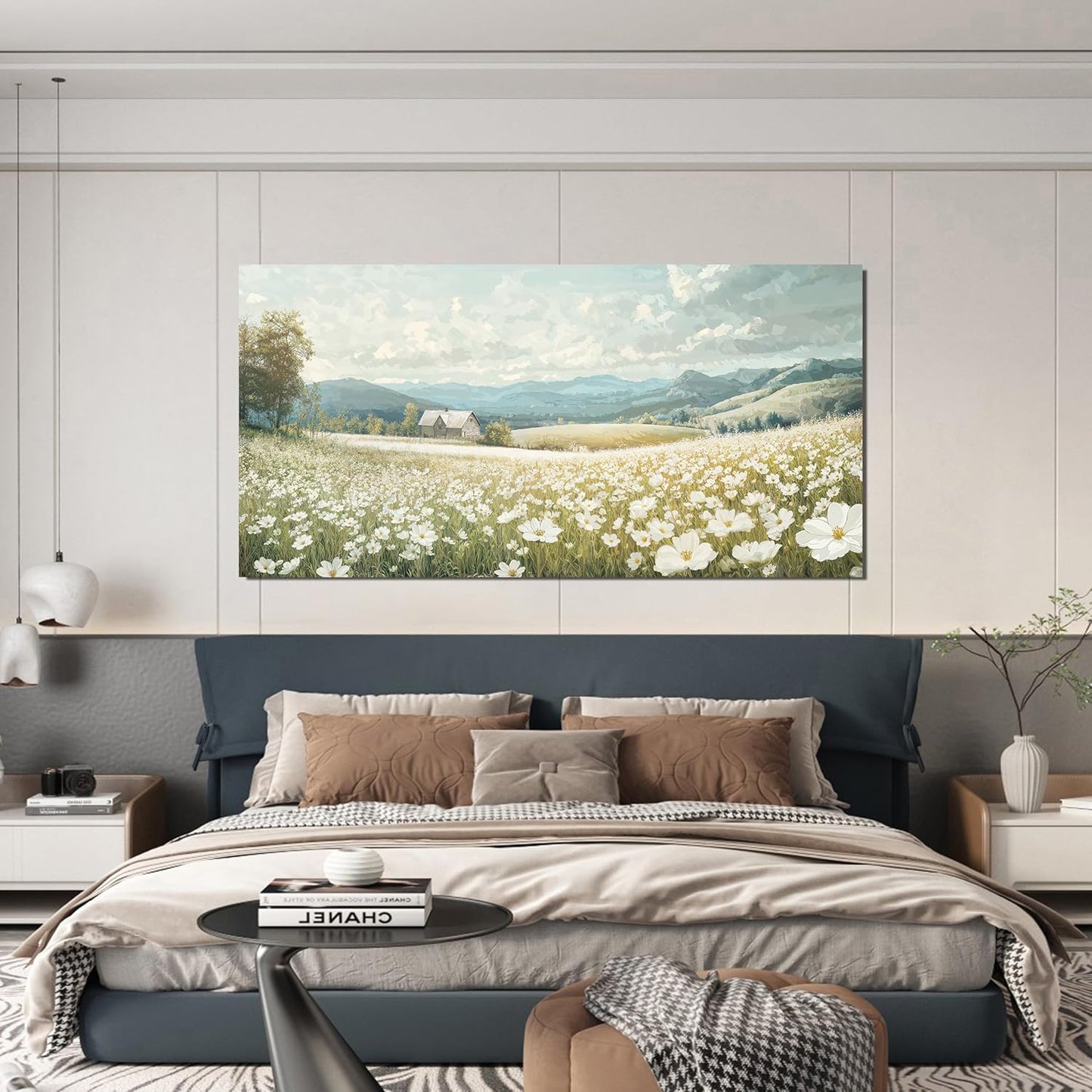 Large Canvas Wall Art Decor Wall Art Pictures for Living Room Canvas Art Wall Decor Green White Nature Wall Art Prints Artwork for Walls Vintage Landscape Wall Art Decor Home Office Decor 24" X 48"