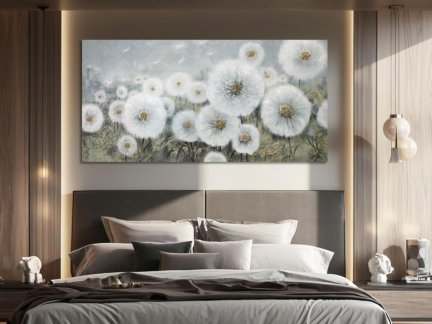 Ardemy Dandelions Wall Art Extra Large Floral Pictures Wall Decor Living Room Flowers Paintings Textured Artwork for Walls Bedroom Kitchen Dining Room Home Office, 58"x29"