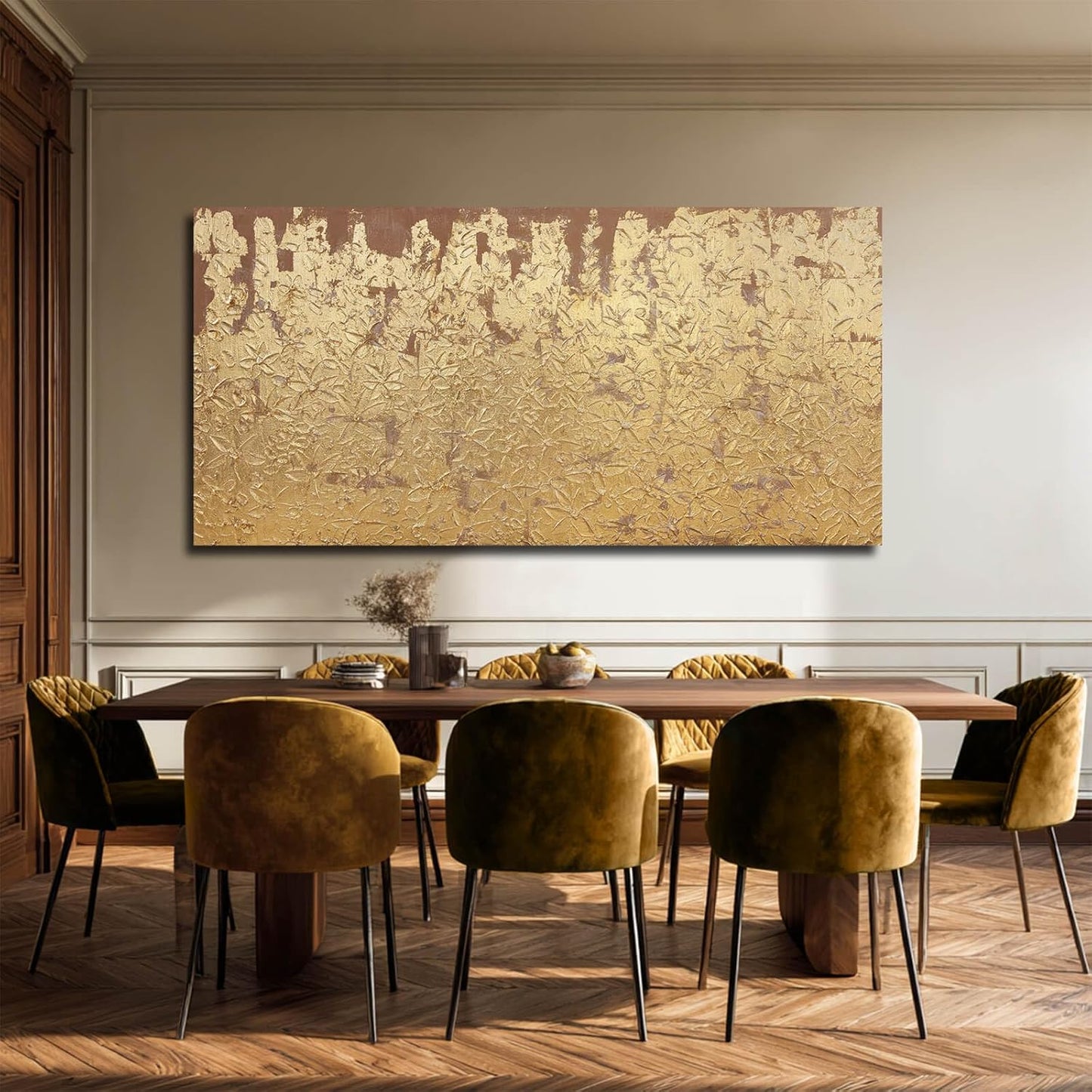 VAYIMDH Abstract Canvas Wall Art Gold Wall Painting Contemporary Home Wall Decor 29"x58" Large Artwork for Living Room Office Decor