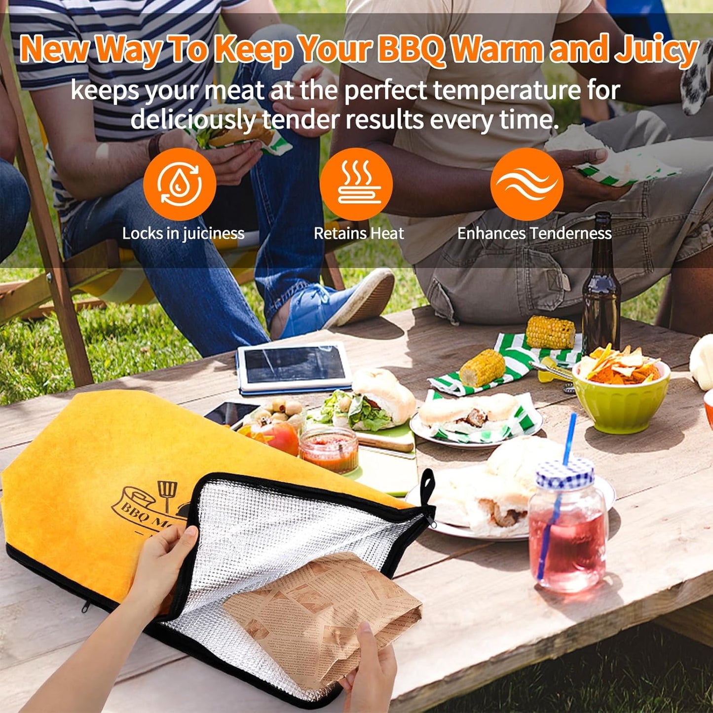 BBQ Blanket for Resting Meat – Insulated Smoker Grilling Bag for Juicy Flavorful Meats | Ideal for Brisket, Ribs, Pork & More | Durable, Easy to Clean & Portable（18in