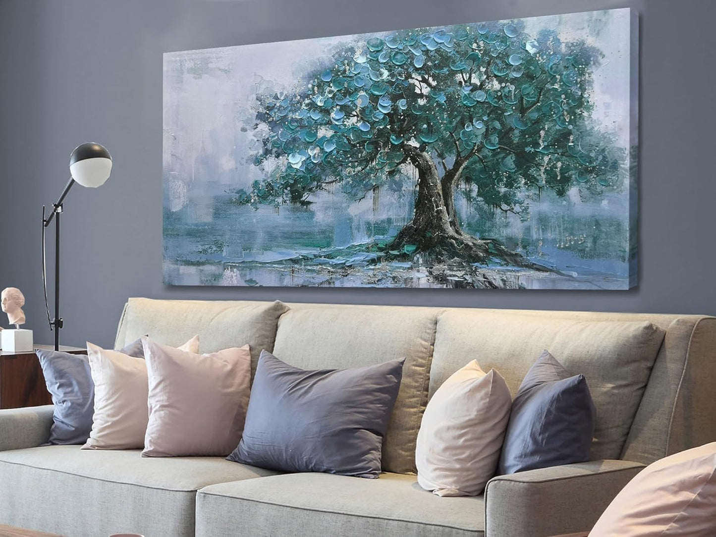 Ardemy Tree Canvas Wall Art for Living Room Large Teal Tree of Life Bedroom Pictures Paintings Wall Decor Artwork for Walls Home Office Dining Room Kitchen, 58"x29"