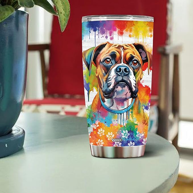 Gifts for Boxer Lovers 20 Oz Stainless Steel Tumbler Travel Coffee Mug Birthday Christmas New Year Thanksgiving Easter Gift Ideas for Dog Lovers Owners Boxers Mom Funny Facts Water Bottle