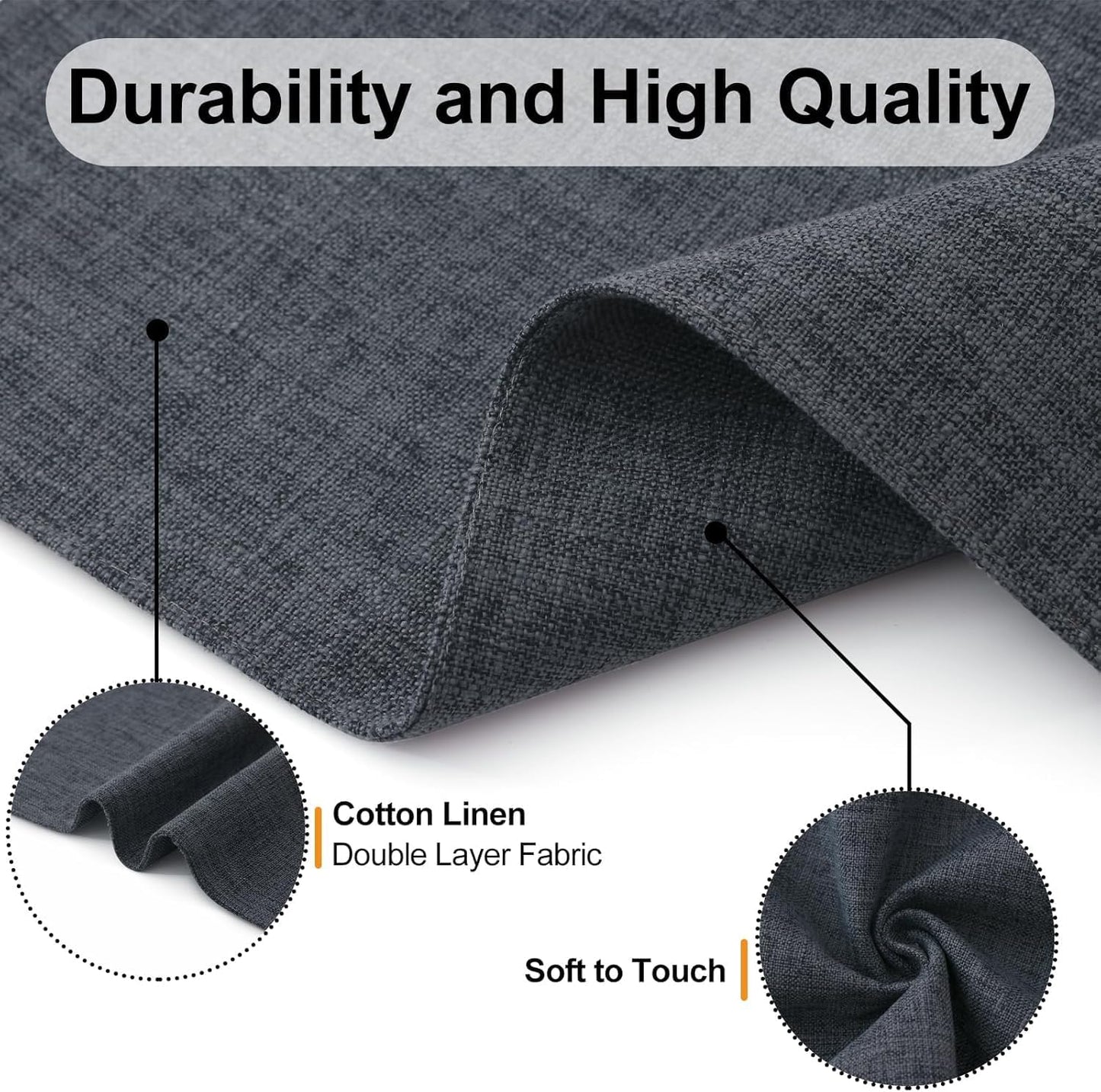 Homaxy Cloths Placemats for Dining Table Set of 8, Heat Resistant Washable Cotton Linen Blend Table Mats, Easy to Clean Place Mats for Indoor Outdoor Party Kitchen Decoration, 13" x 19", Charcoal Gray