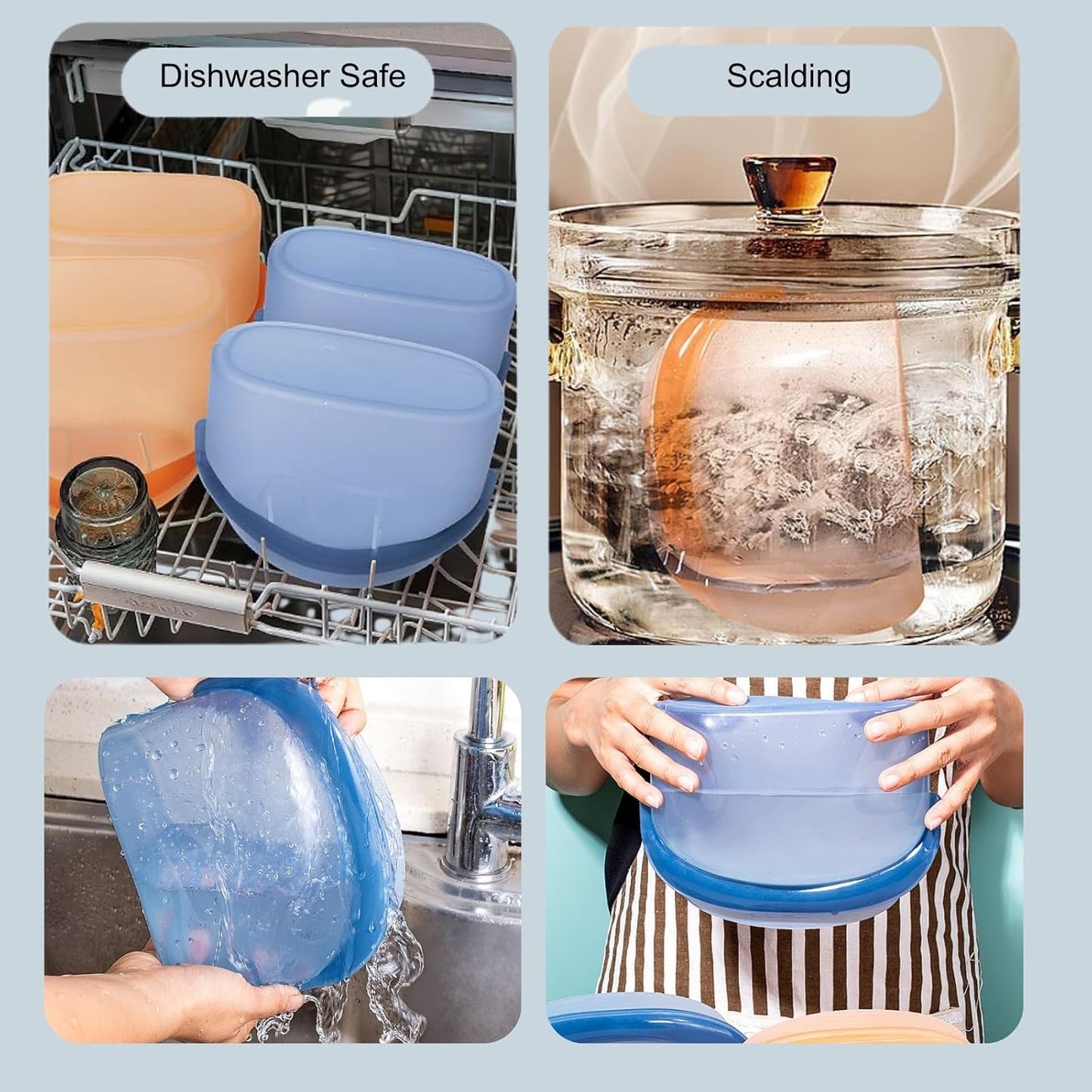 Silicone Storage Bags Reusable Food Storage bag 34oz/17oz 2pcs Dual-Zip Leakproof Seal Wide Stand-Up Base Dual-Texture Dishwasher & Microwave Safe, BPA Free