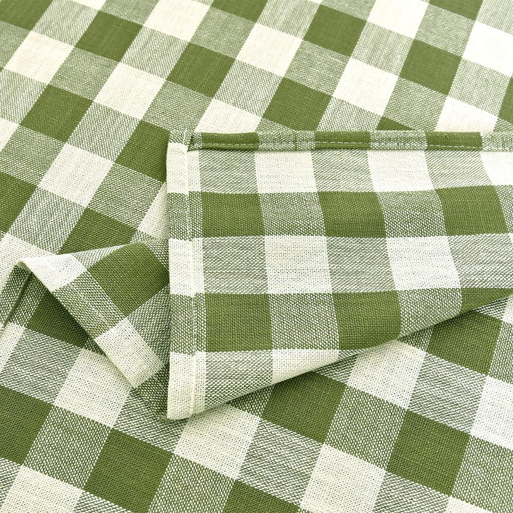 Gingham Tablecloth Rectangle Table Cloth Heavy Duty Cotton Checkered Table Cover for Spring Picnic Kitchen Dining(C-Sage Green, 52x120 inch)