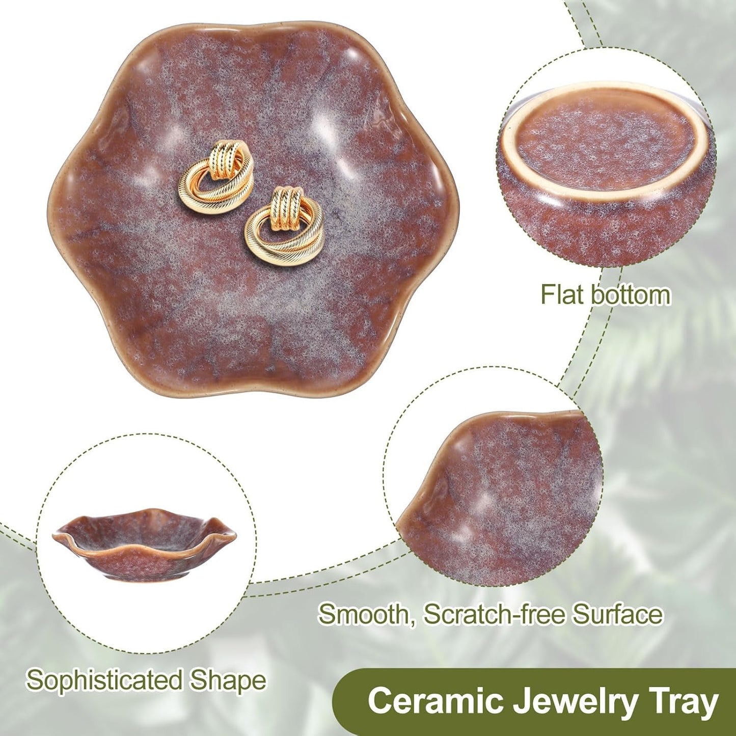 uxcell 2Pcs Ceramics Jewelry Plate, Lotus Leaf Shape Key Holder Bowl for Entryway Table Decor Small Ring Tray Dish Gift for Women Girlfriend, Purple