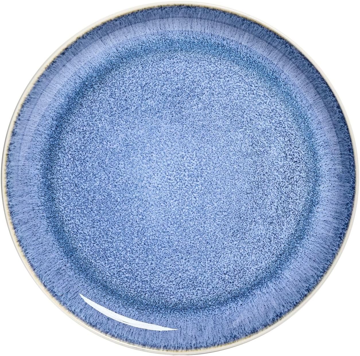 Sango 12-Piece Stoneware Dinnerware Set for 4, Light Blue Reactive Glaze on White Plates and Bowls Sets, Kitchen Ceramic Dish Set, Modern Dishes for Everyday Dining, Microwave & Dishwasher Safe, Cove