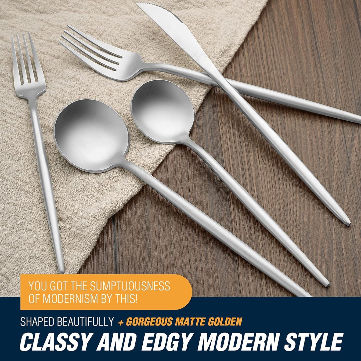 BirdyFly Silverware Set, 20 Piece Stainless Steel Flatware Set Service for 4, Cutlery Set, Include Knives/Forks/Spoons, Dishwasher Safe