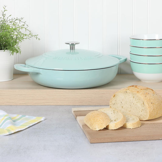 Martha Stewart 3.5-Quart Enameled Cast Iron Dutch Oven Braiser - Martha Blue