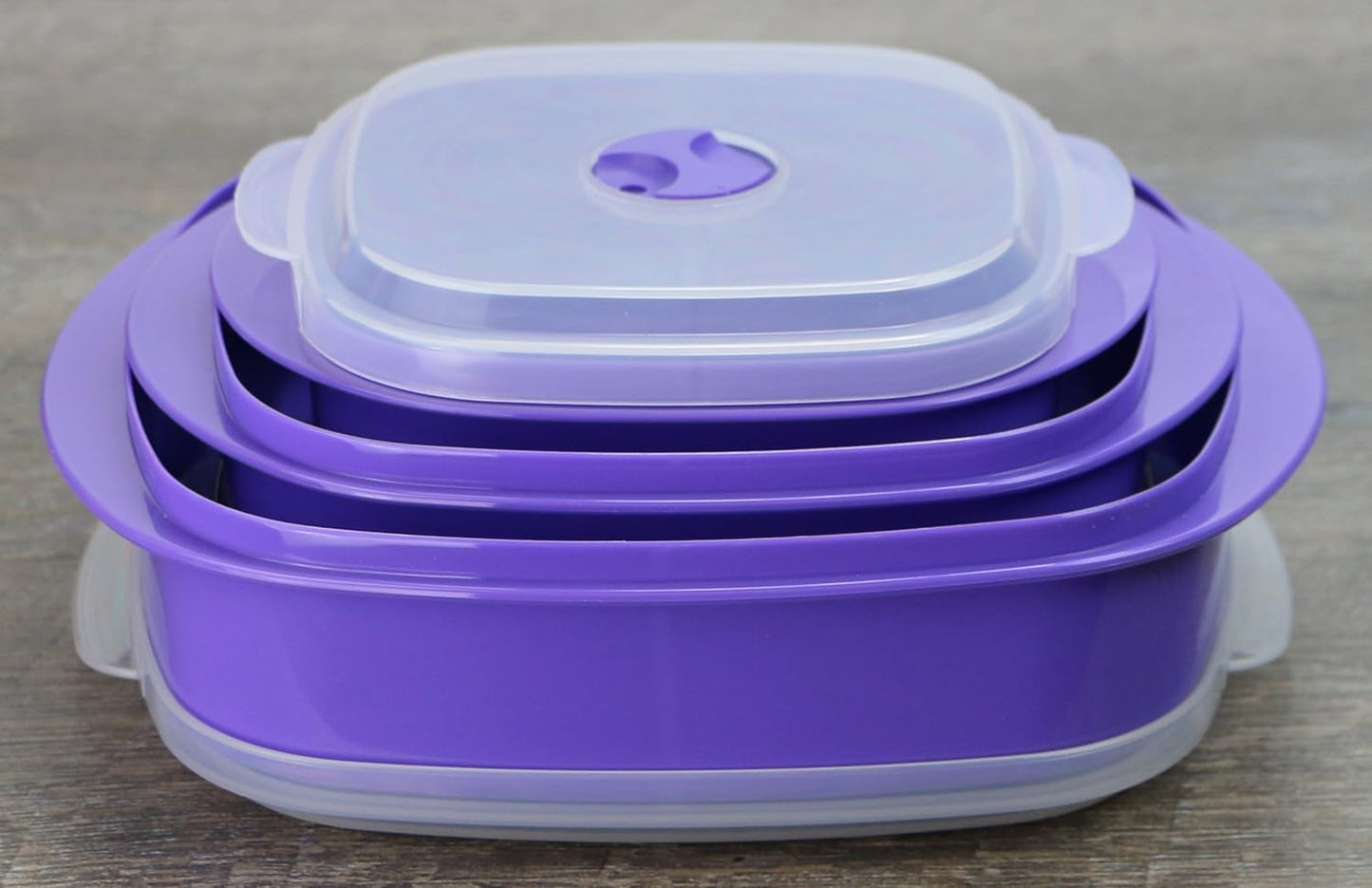 Reston Lloyd Nesting Microwave Containers, Set of 3, Adjustable Steam Vents, Airtight, Meal Prep, Durable BPA-Free Plastic- Freezer & Dishwasher Safe, Cookware & Food Storage, Anyday Cookware, Purple