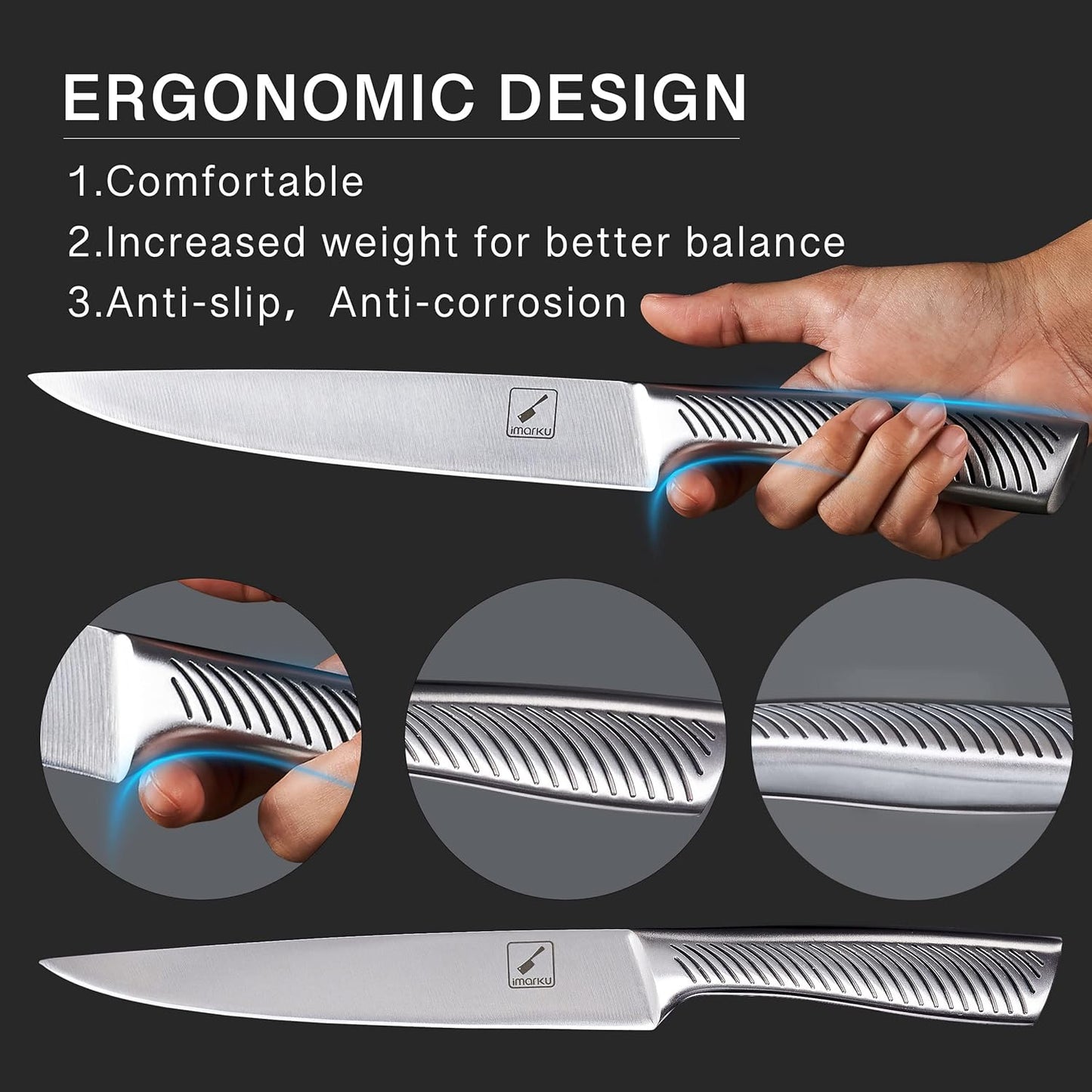 Knife Block Set, 15Pcs High Carbon Stainless Steel Knife Set with Block, Kitchen Knife Set Black, Dishwasher Safe, Build-in Sharpener