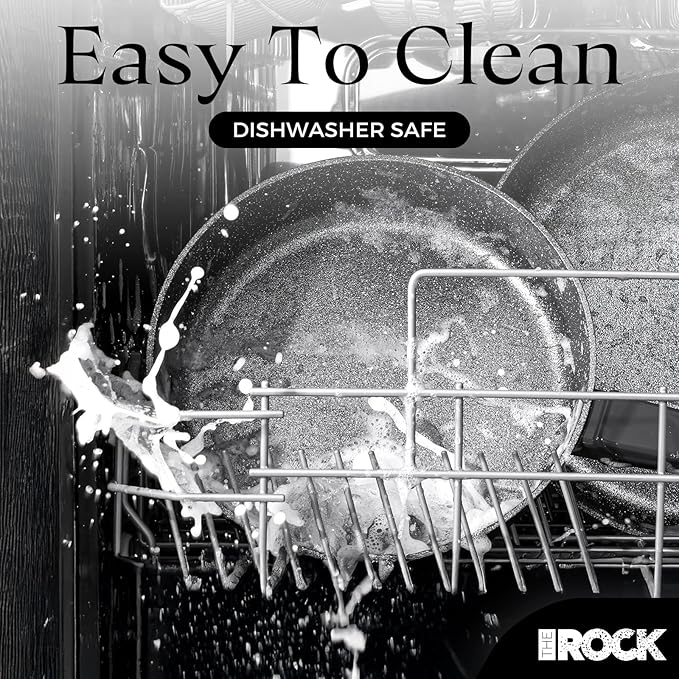 THE ROCK SOHO 8-Inch Non Stick Frying Pan – Nothing Sticks, Never Warps, Lasts Longer, Healthy Skillet with Heat-Resistant Handle, PFOA Free, Oven & Dishwasher Safe, Black