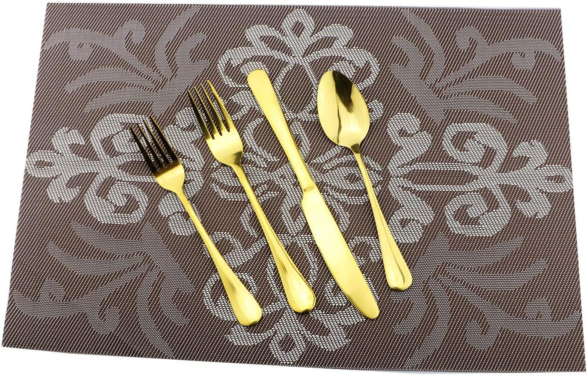 Gugrida 20-Piece Mirror Polished Reusable Utensils Vitalt Healthy & Eco-Friendly Stainless Steel Gold Flatware Tableware Dinnerware Set, Shiny Cutlery Knife Fork Spoon Set, Service for 4