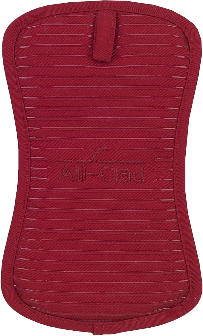 All-Clad Premium Pot Holder & Heating Pad, (1-Pack) Heat Resistant to 500 Degrees, 100% Cotton 10"x6.25" for Kitchen and Barbeque, Chili Red