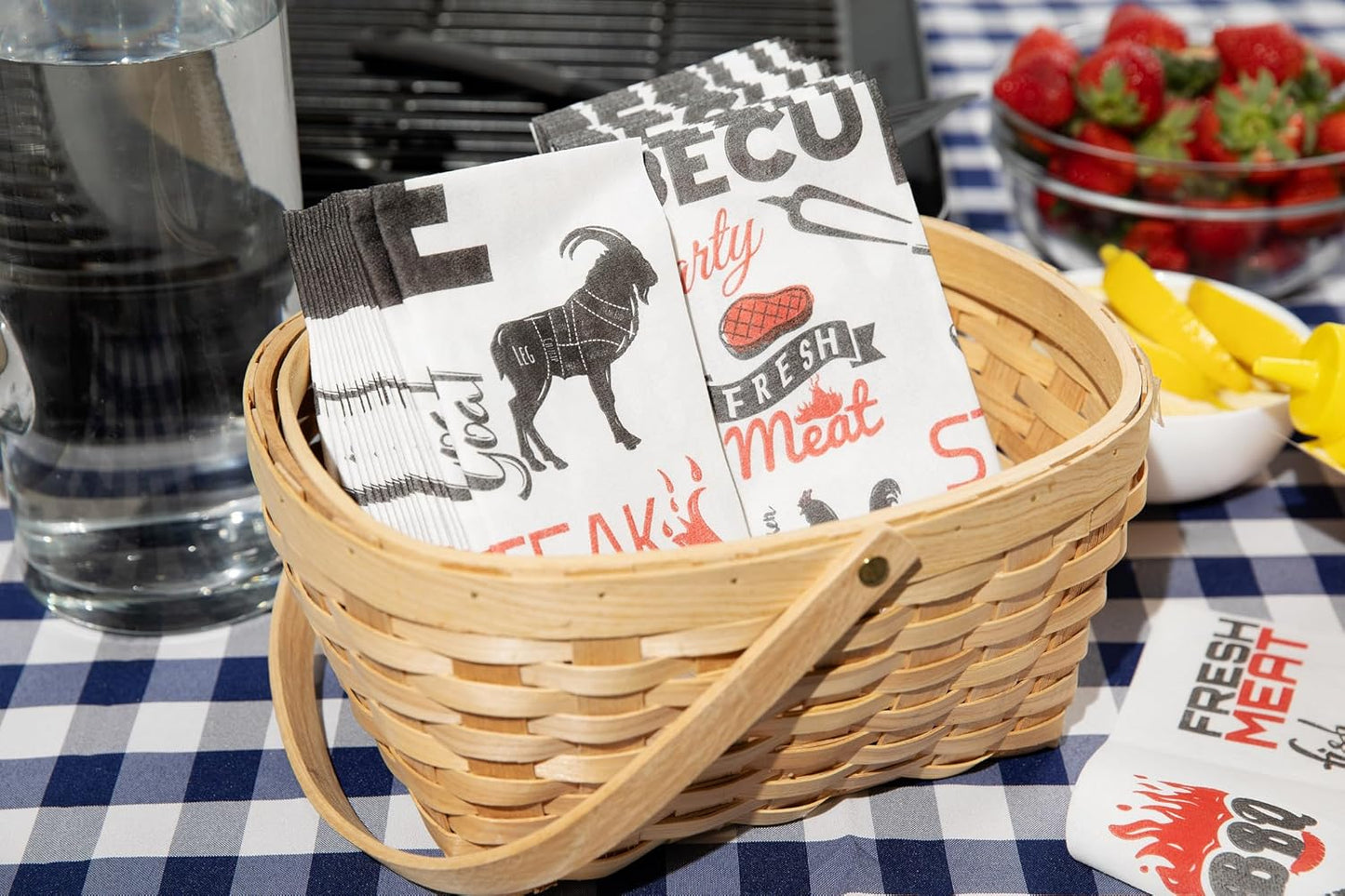 AMERICAN HOMESTEAD Paper Napkins - BBQ Disposable Linen-Like Dinner Napkins - Restaurant-Quality Table Serviettes for Weddings, Parties, and Events - 15.75" x 15.75" - 50 Count