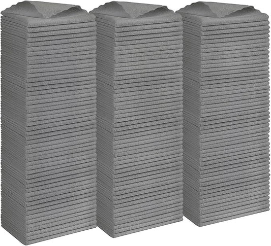 Orighty Grey Microfiber Cleaning Cloth, 150 Pack Highly Absorbent Cleaning Supplies, Lint Free Kitchen Towels Cleaning Rags, Microfiber Towels for Cars, House, Window, 12x12 inch