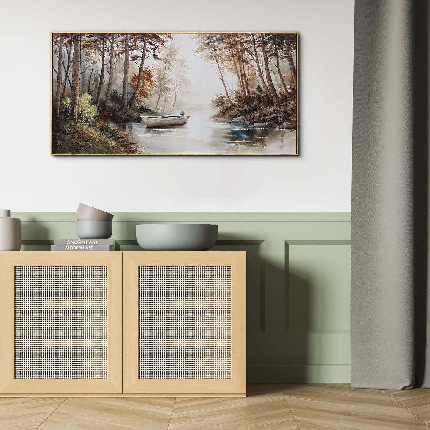 KLAKLA Vintage Framed Wall Art - Paintings with Frame Canvas Antique Wall Decor Retro Landscape Tree Picture for Living Room Prints Artwork for Walls Bedroom Office Home Decoration - 40x20 Inches