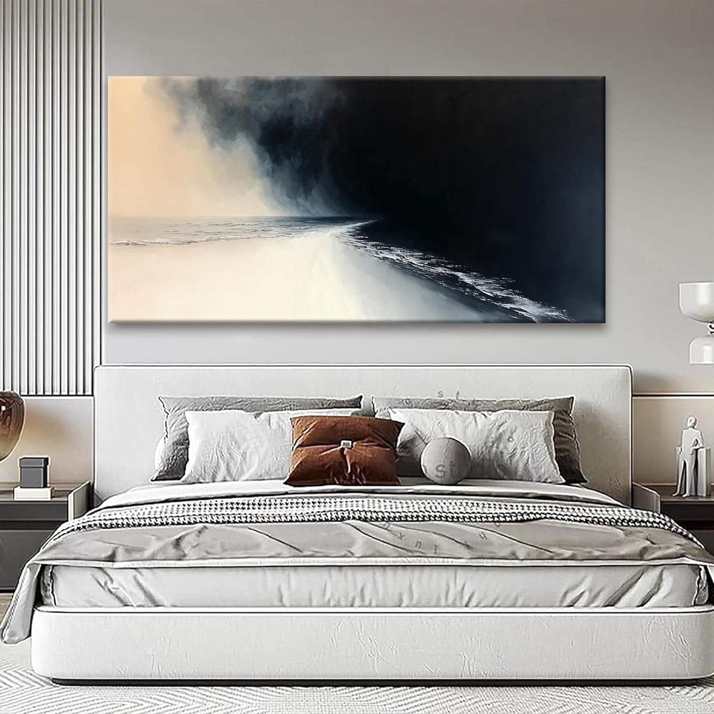 Tsomzxng Large Abstract Wall Art For Living Room Modern Canvas Art Wall Decor 29 X 58 Inches Black And White Wall Art Painting Print Abstract Wall Decor Picture For Bedroom Office Hotel Artwork