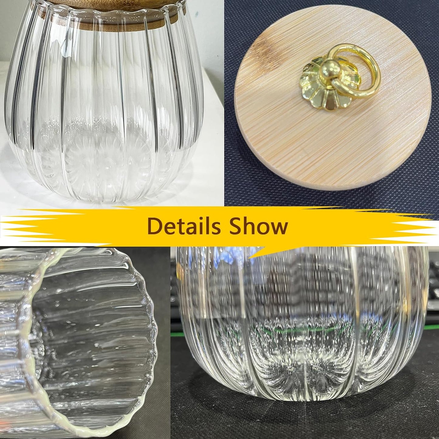 Viovian 34oz Decoration Glass Jars with Wood Lids and Spoon Food Storage Canister Container for Coffee Nut Cookie Candy Sugar Medium Clear Vintage Glass Jar With Lid 1000ml