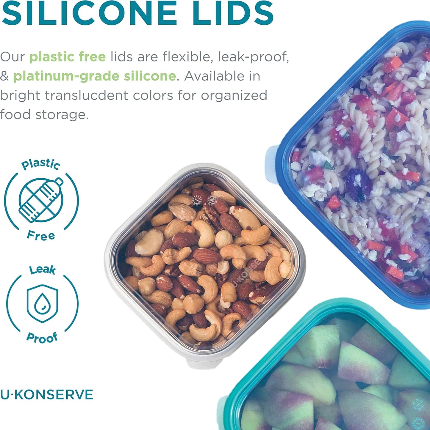 U Konserve Stainless Steel Food Storage Bento Box Container, Leak Proof Silicone Lid Dishwasher Safe - Plastic Free (30oz Teal)