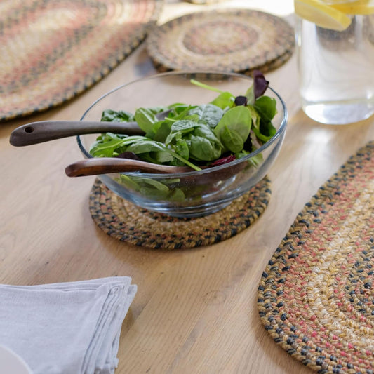 Homespice Russet Jute Braided Trivets for Table, Warm Country Decor, Set of 3, Multicolor 8" Round Heat Resistant Mats - Rich Colors, Easy to Clean, Durable and Protects Furniture