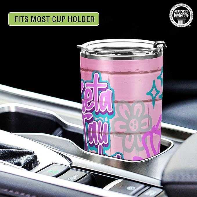 Zeta Tau Alpha Paraphernalia Officially Licensed - 20 oz Stainless Steel Insulated Sublimation Tumbler - Graffiti