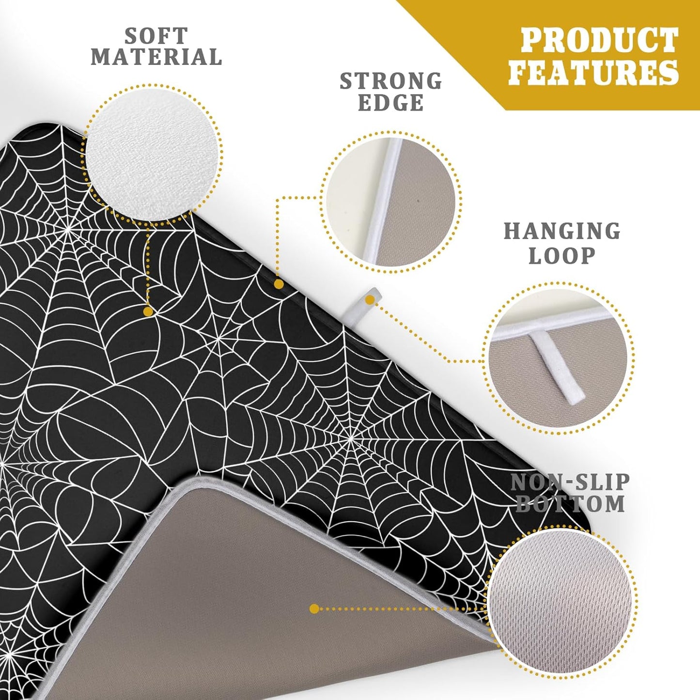Halloween Drying Mats for Kitchen Counter 18×24 Inch Halloween Spiderweb Spooky Festival Large Microfiber Drying Mat for Dishes Kitchen Decor Accessories Dish Rack Mat Drainer Pad Washable Absorbent