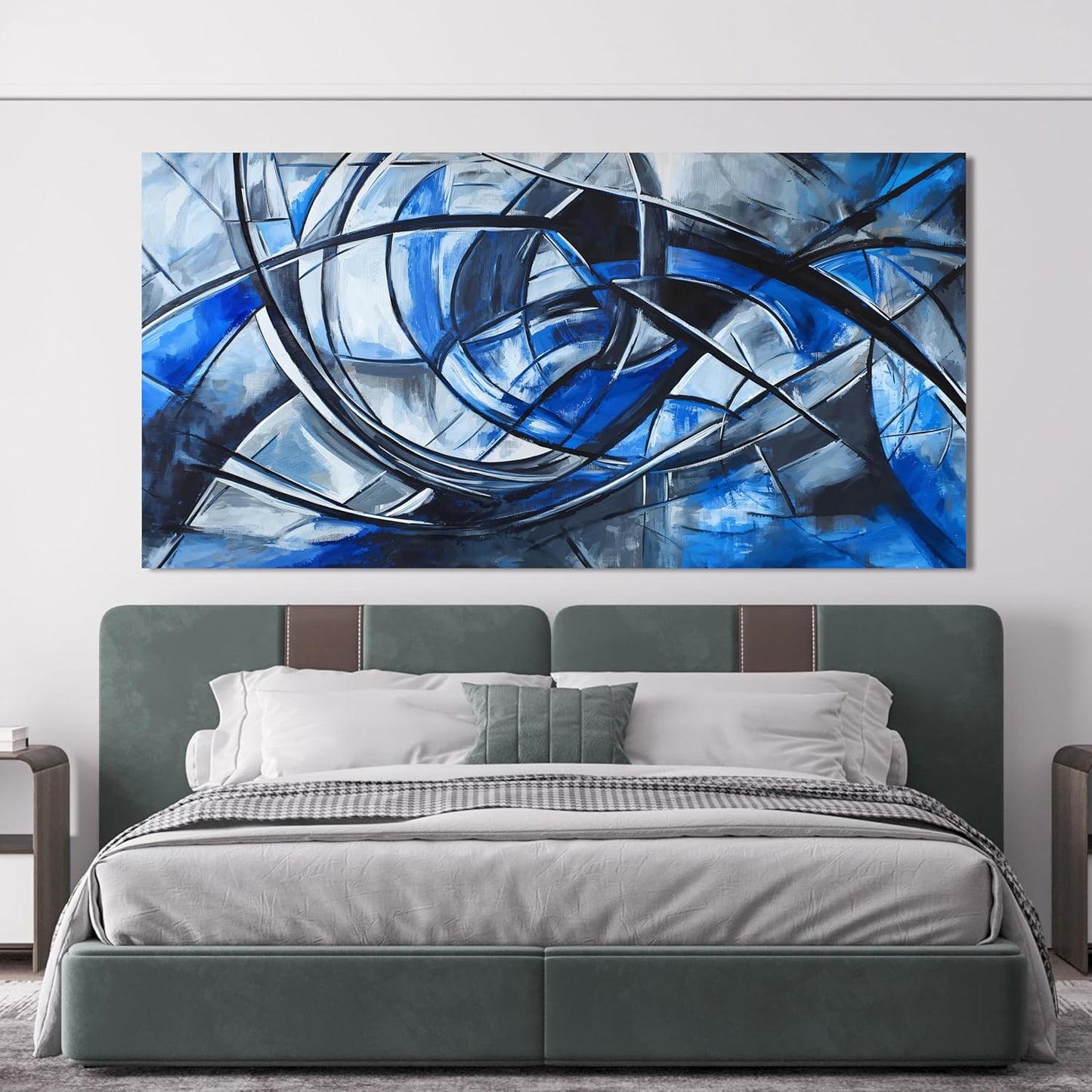 Abstract Wall Art Decor Oversized Wall Art Pictures for Living Room Abstract Canvas Art Wall Decor Modern Large Blue Wall Art Prints Black and White Wall Art Decor Bedroom Office Decor 29" X 58"