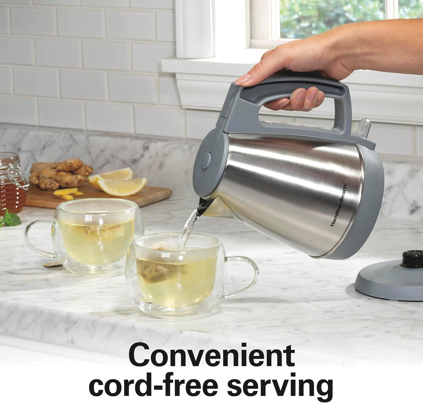 Hamilton Beach 1 Liter Electric Kettle, Water Boiler & Heater, Fast 1500 Watts, BPA Free Interior, Cordless Serving, Auto-Shutoff and Boil-Dry Protection, Cord Wrap, Stainless Steel (41065)