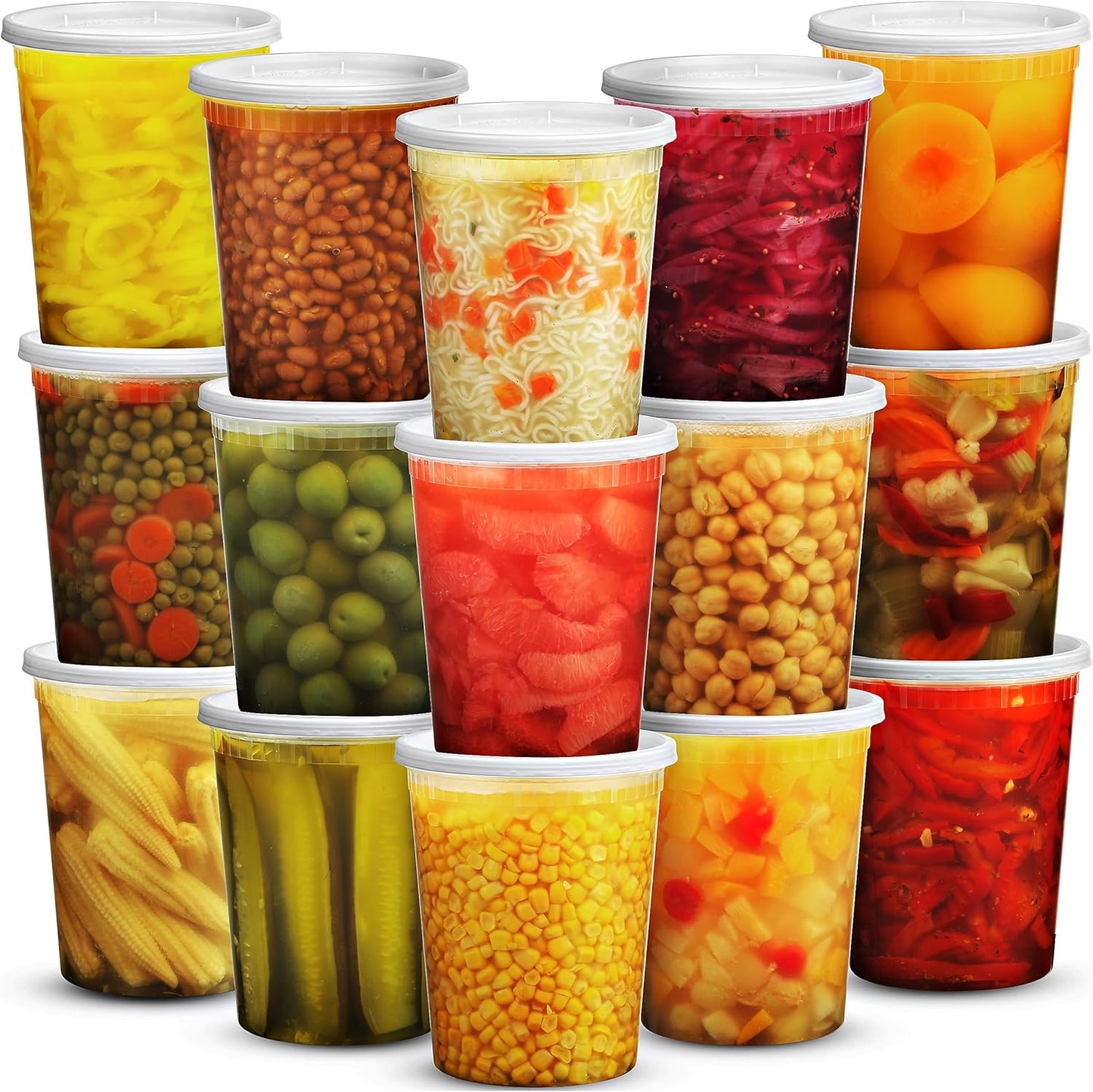 JoyServe 32 Oz Deli Food Containers with Lids - (36 Sets) Quart Airtight Plastic Food Storage for Takeout, Meal Prep, To-Go, Soup Freezer Containers with 36 Lids, BPA-Free, Dishwasher, Microwave Safe