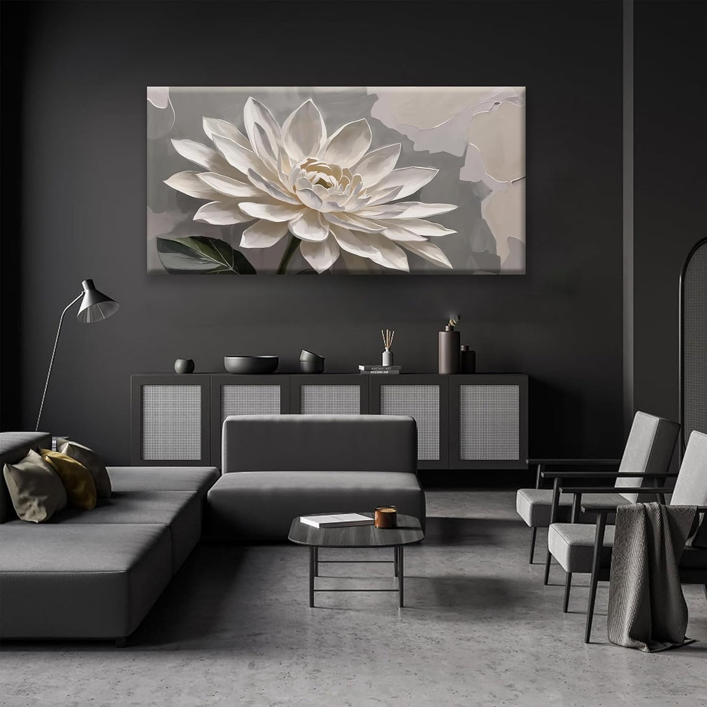 Large Wall Art For Living Room Floral Wall Art Decor Modern Canvas Art Wall Decor 29" X 58" Painting White Flower Wall Art Picture For Bedroom Home Office Home Artwork