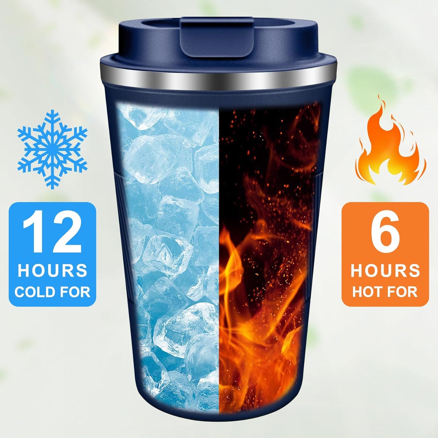 Coffee Travel Mug 12 oz & 17 oz Insulated Coffee Mug with Lid Portable Spill-Proof Coffee Travel Mug No Handle Reusable Stainless Steel Mug Keeps Cold and Hot Suitable for Car, Daily, Travel and Gifts