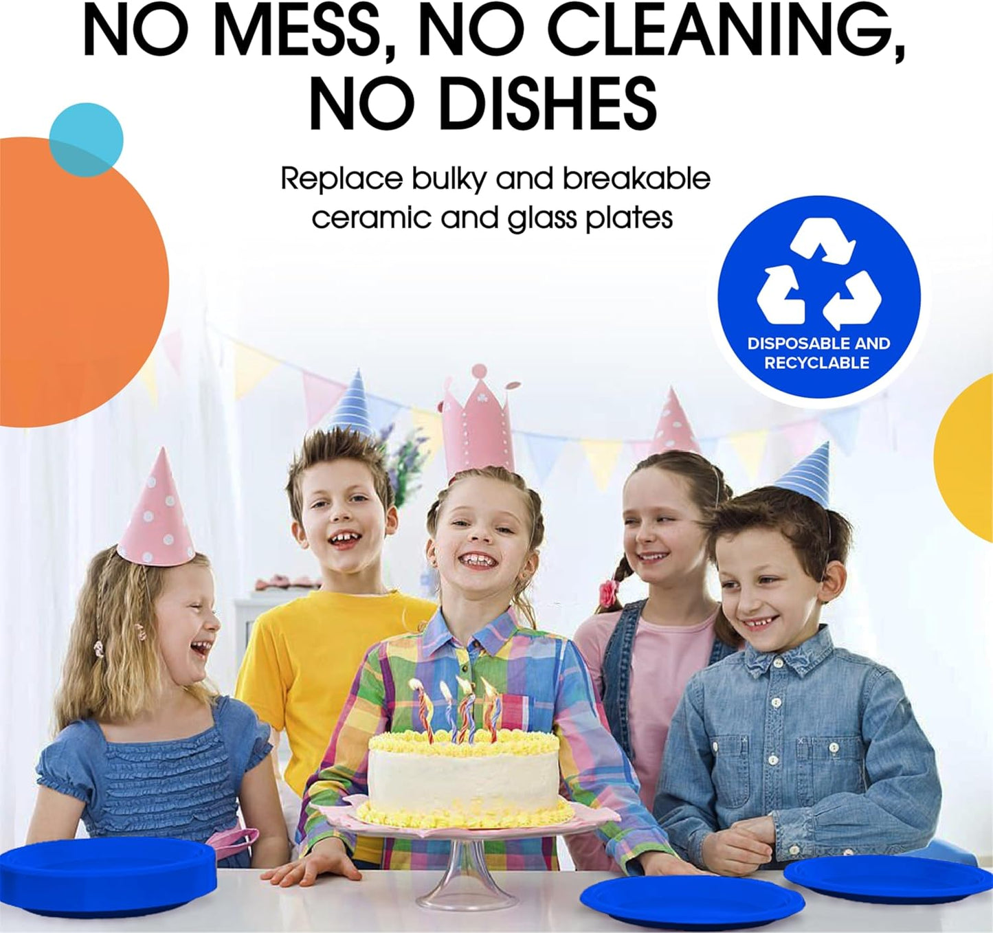 Exquisite Party Solids Dark Blue Plastic Plates For Party Supplies 9" Dark Blue Disposable Plates Heavy Duty 50 Pcs Plastic Dinnerware Sets Heavy Duty 350 GSM Disposable Dinnerware Set