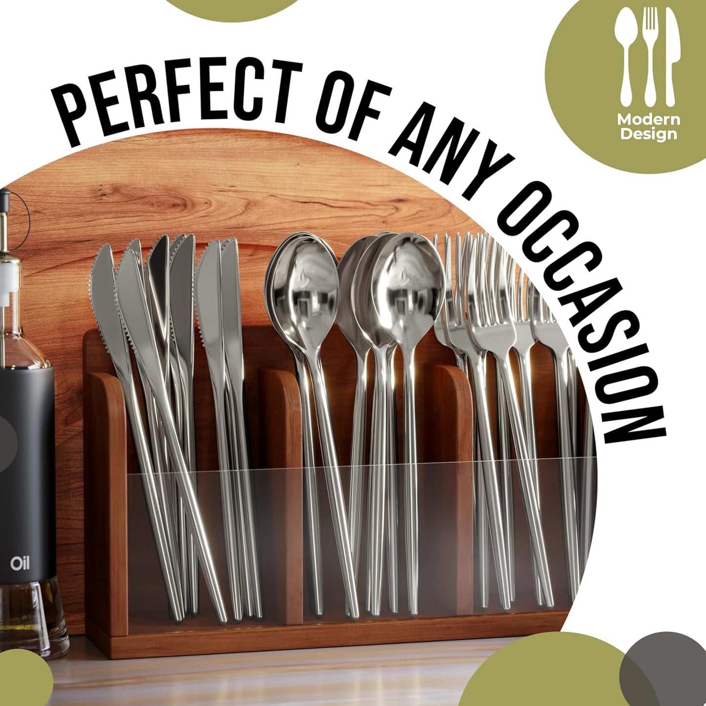 Trendables Disposable Silverware - 120 Pack Plastic Cutlery Set With Knives, Beautiful Silver Plastic Utensils