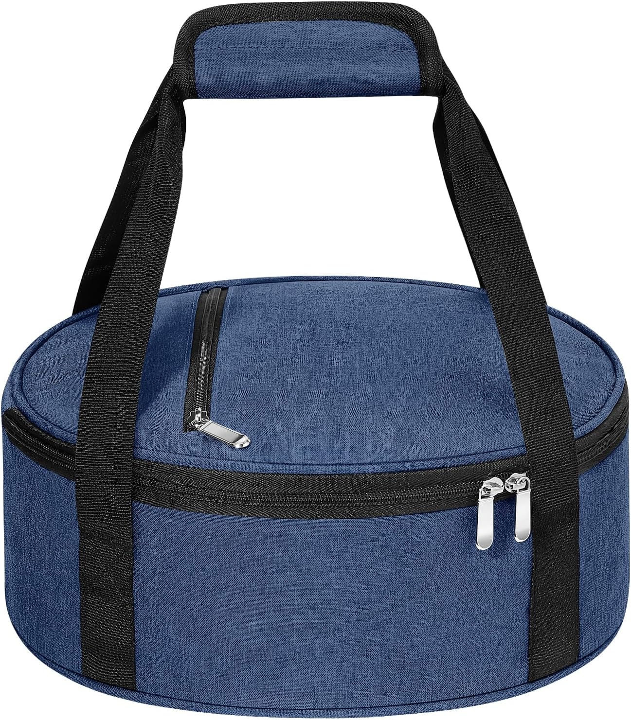 Round Insulated Casserole Carrier, Pie Carrier Bag, Portable Casserole Carrier for Hot or Cold Food Lunch Tote Warmer or Cooler Bag, Lunch Bag for Parties Picnic, Fits 12.5" Baking Dish, Navy Blue