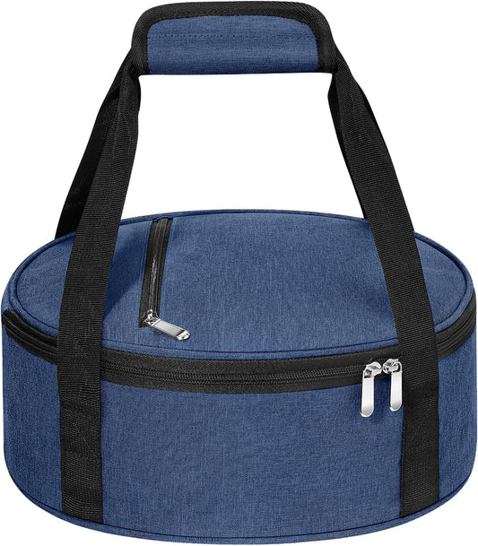 Round Insulated Casserole Carrier, Pie Carrier Bag, Portable Casserole Carrier for Hot or Cold Food Lunch Tote Warmer or Cooler Bag, Lunch Bag for Parties Picnic, Fits 12.5" Baking Dish, Navy Blue