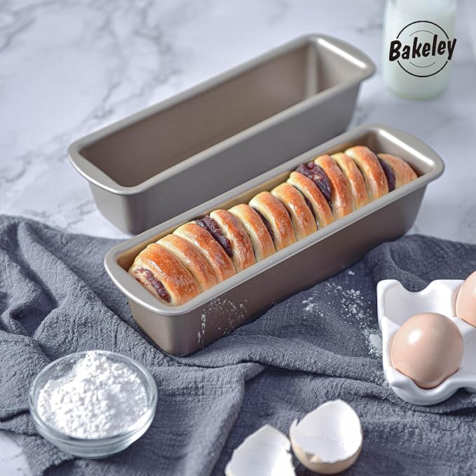 Rectangle Mini Banana Bread Loaf Pan Set, 2Pcs, 10-Inches, Mini Loaf Pans for Baking Bread, Non-Stick Carbon Steel, Bakeware for Oven Baking(Champagne Gold, 10.2" x 3.2" x 2.3")