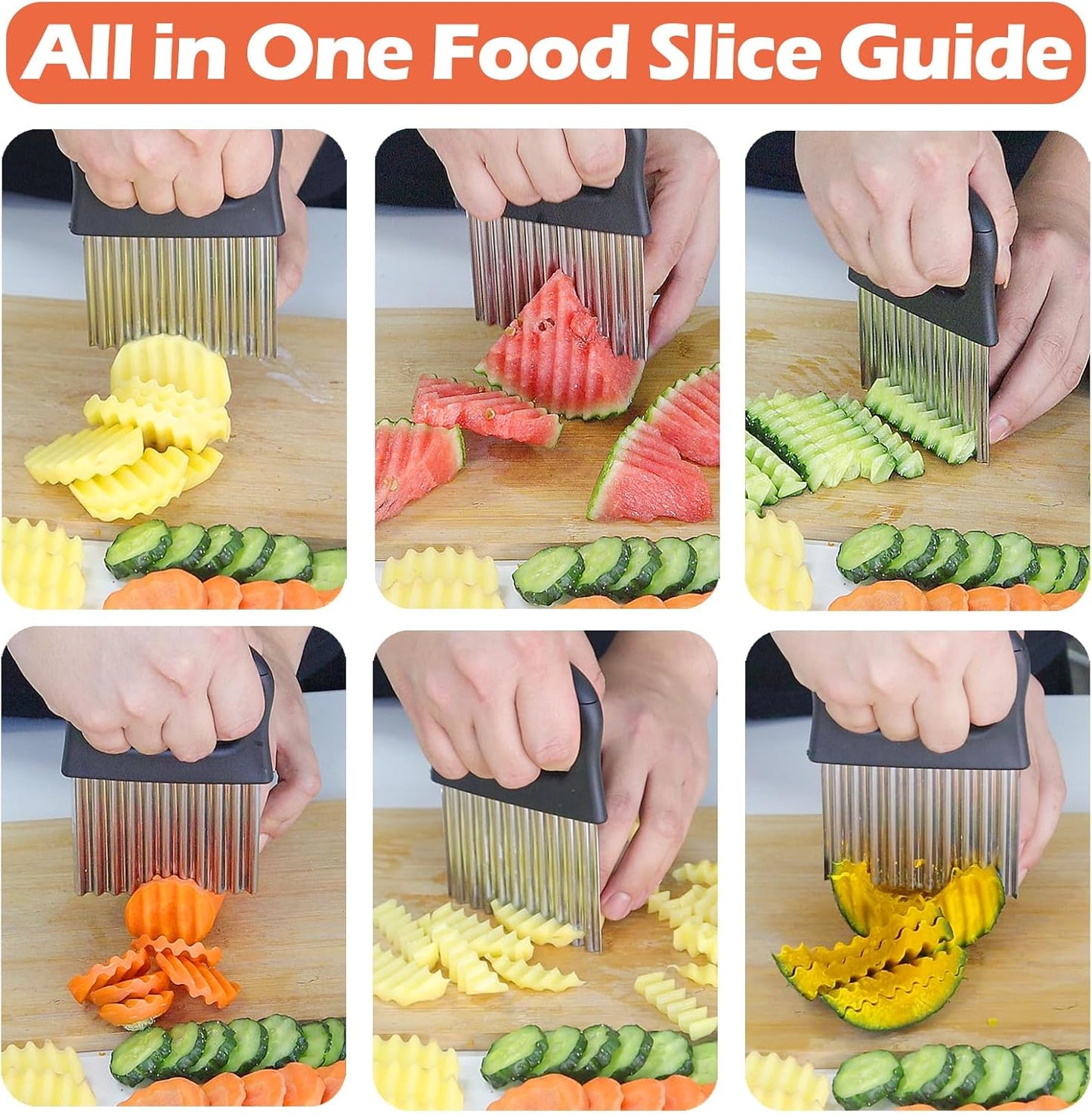 Hendiy Crinkle Cutter, Waffle Fry Cutter Stainless Steel French Fry Slicer Potato Cutting for Fries