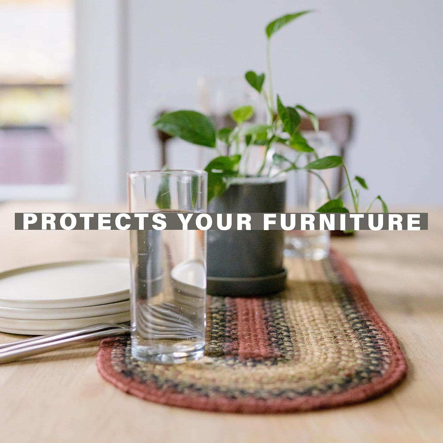 Homespice Highland Jute Braided Dinner Table Runner, Rustic Lodge Decor, Set of 2, Multicolor Rectangle 8x28 - Also Ideal as a Stair Tread - Rich Colors, Easy to Clean, Durable and Protects Furniture