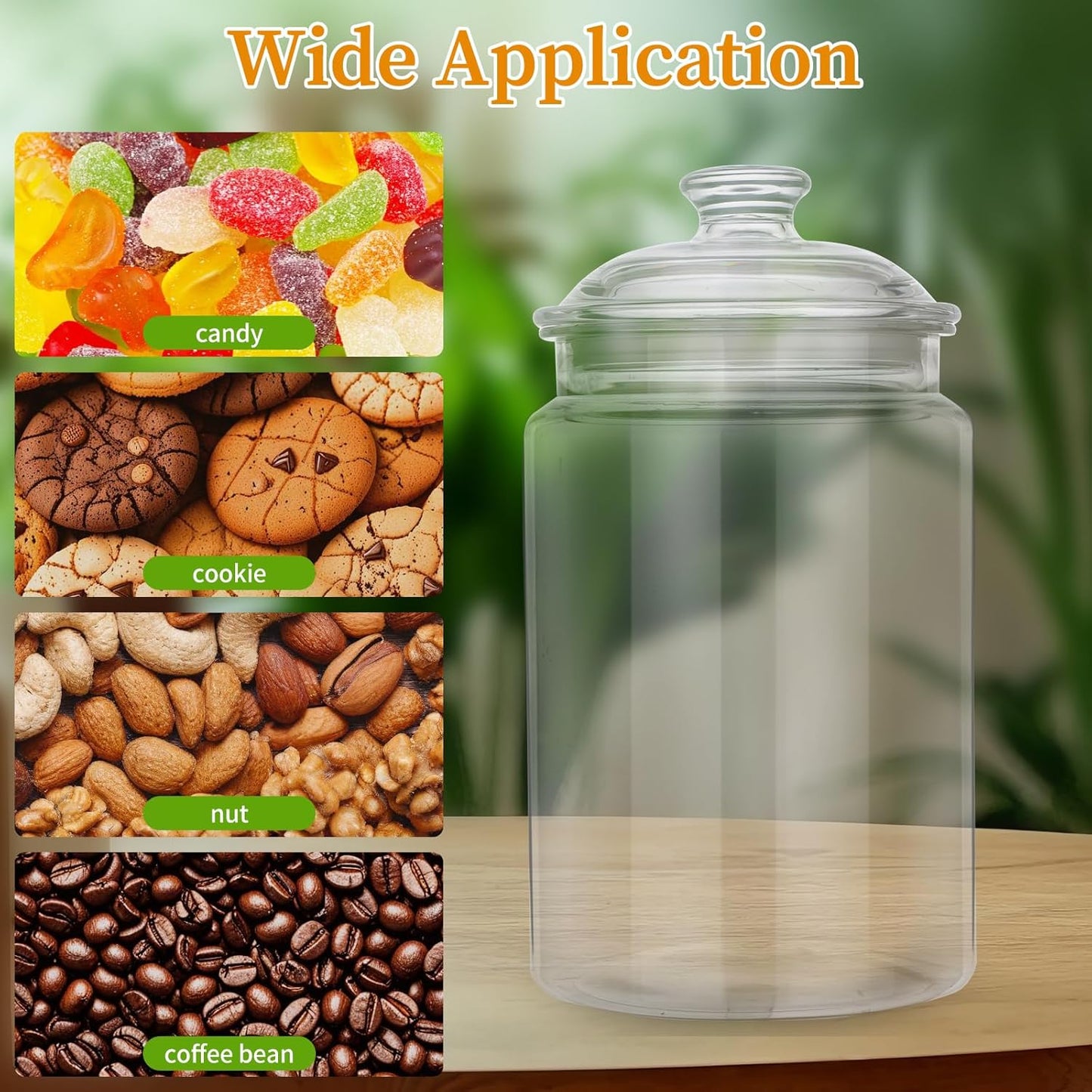 2 Pack 130 oz Candy & Cookie Jar Plastic Jars with Lids, Airtight Candy Jar Unbreakable, Decorative Kitchen Storage Jar, Clear Food Storage Canister for Pet Food