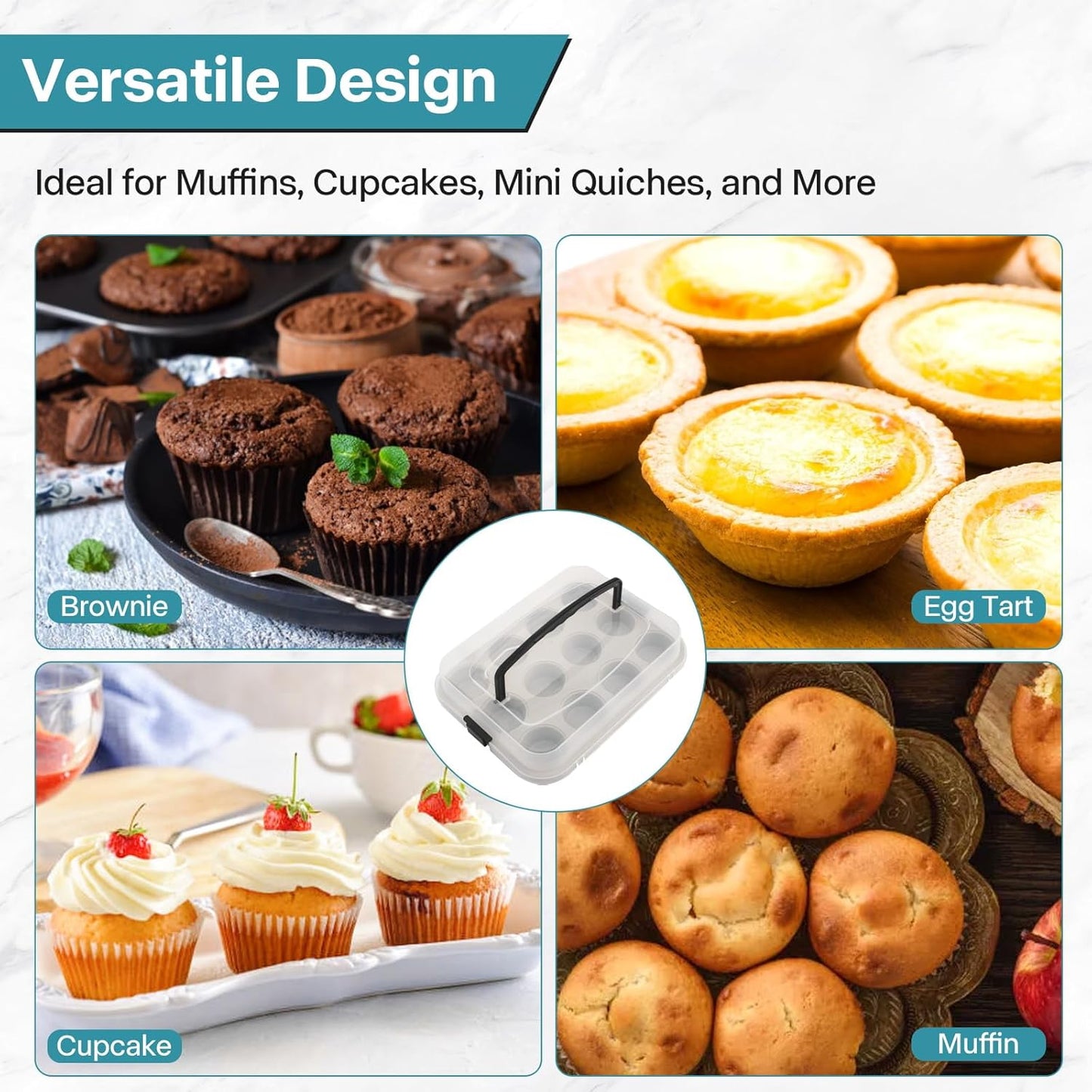 2-Pack Beige Muffin Pan, Non-Stick 12-Cup Cupcake Pan with Lid, Cupcake Pan with Lid and Handle, Perfect for Holidays, Birthdays, and Family Gatherings