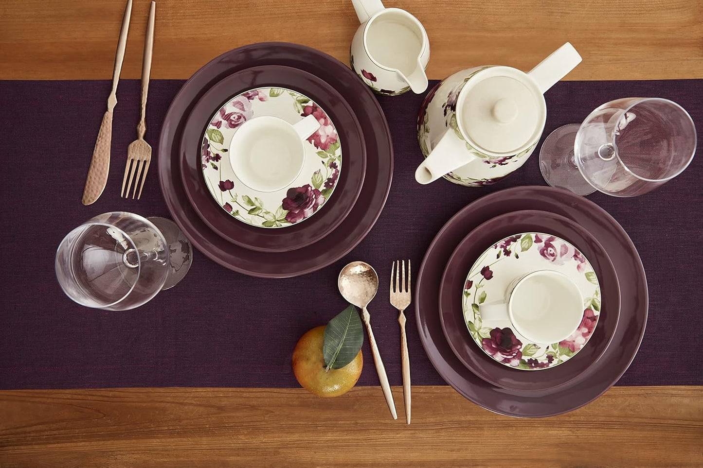 Solino Home Linen Chambray Burgundy Table Runner 132 Inches Long - Athena, 100% Pure Linen 14 x 132 Inch Table Runner for Fall, Autumn, Thanksgiving