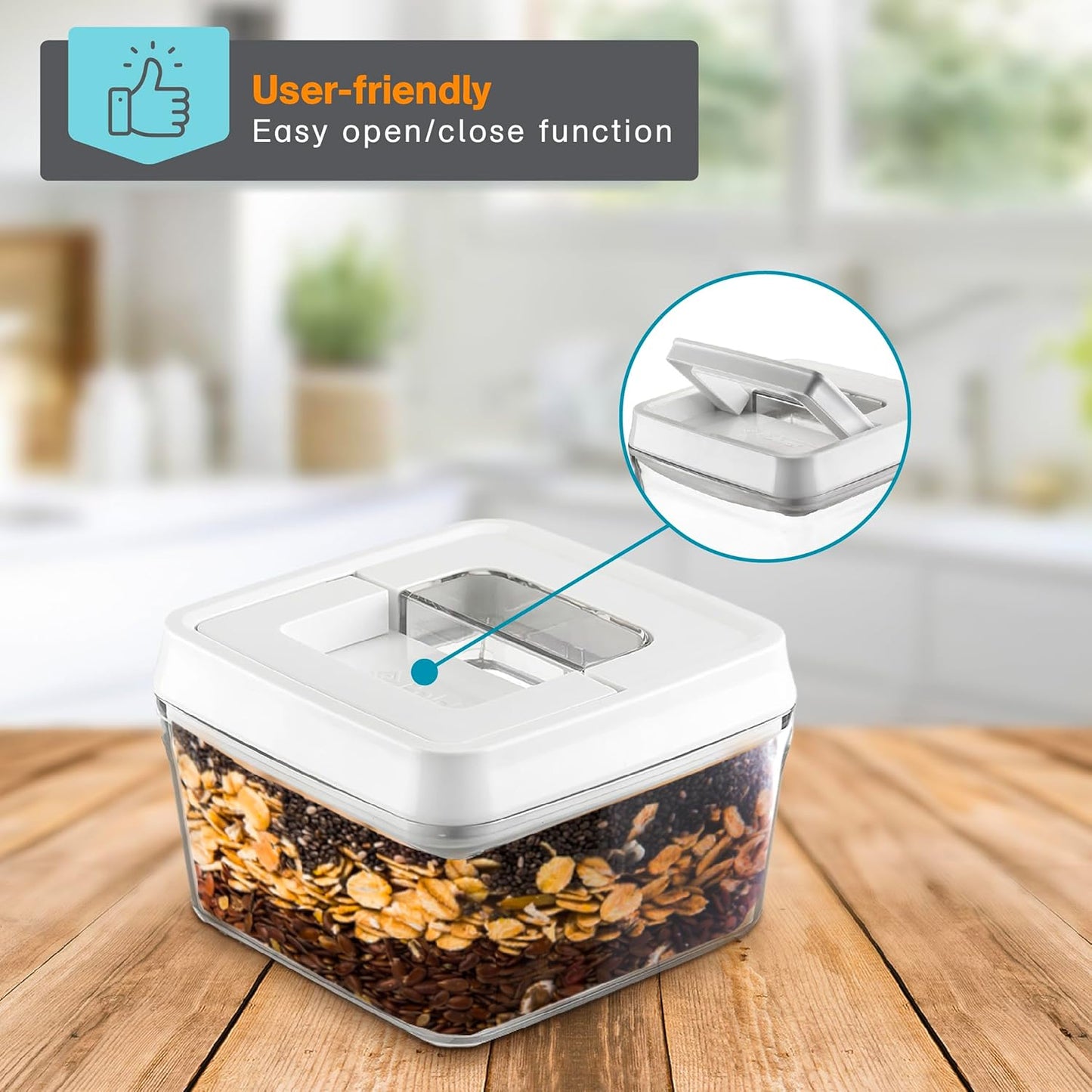 Polder Airtight Canister, BPA-Free Plastic, Stackable Storage Canister, Food Storage Container, for Kitchen Organization and Storage, 0.5-Quart