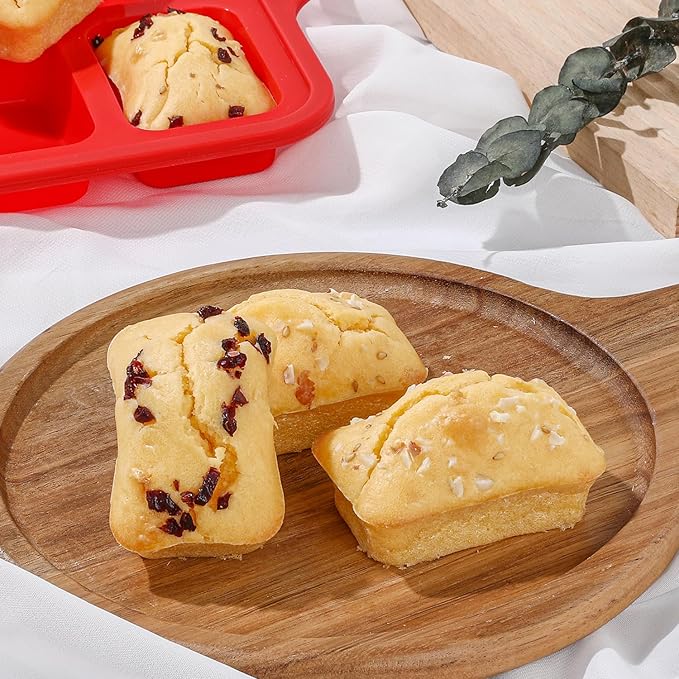 Silicone Mini Loaf pan, 12 Cavities Metal Reinforced Frame Nonstick Food Grade for Baking Mini Bread, Brownie, Cornbread, Cheesecake and Chocolate (1 Pack)