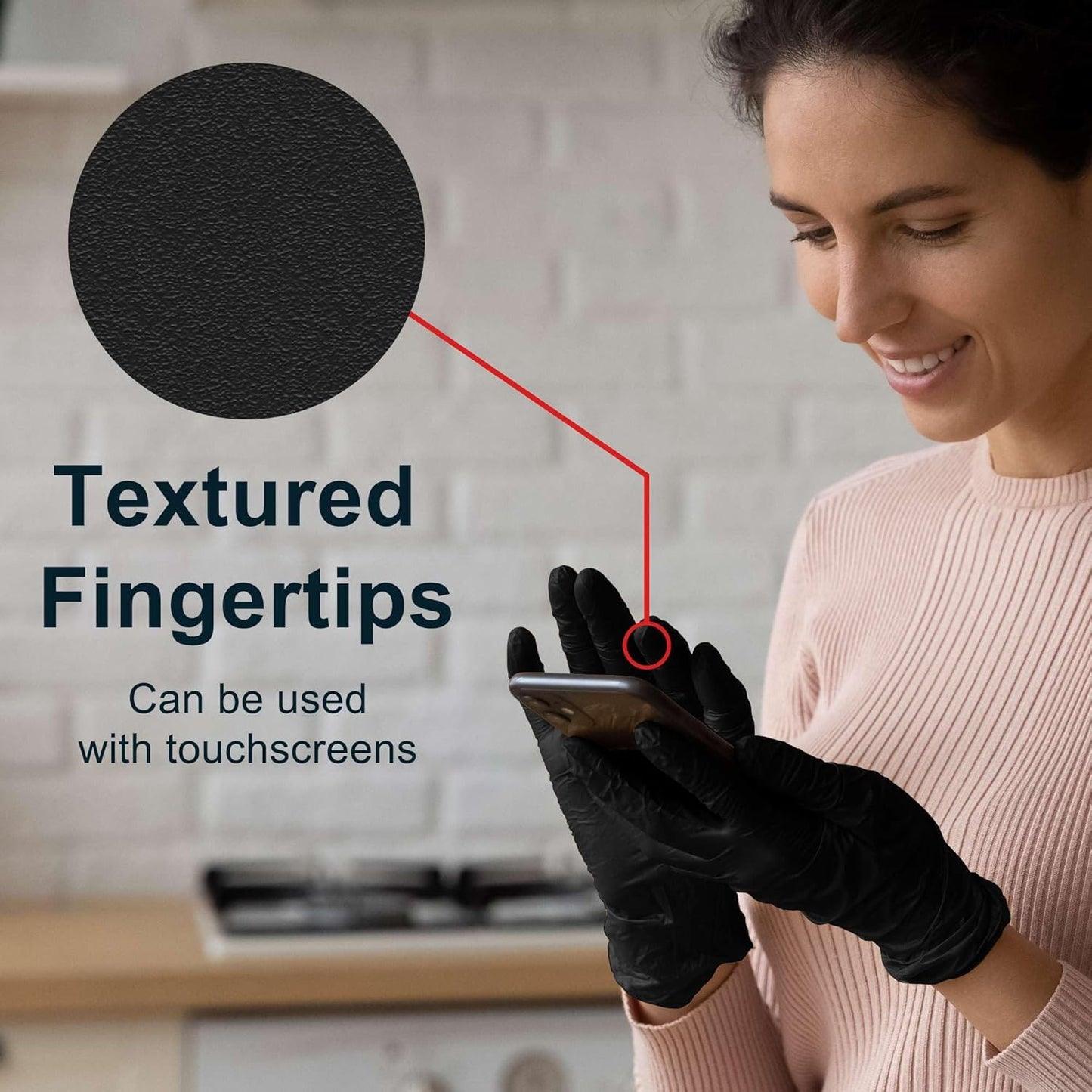 FifthPulse [150 Count] Biodegradable Gloves - Black Nitrile Disposable Gloves - Medical Exam and Food Safe - Latex Free