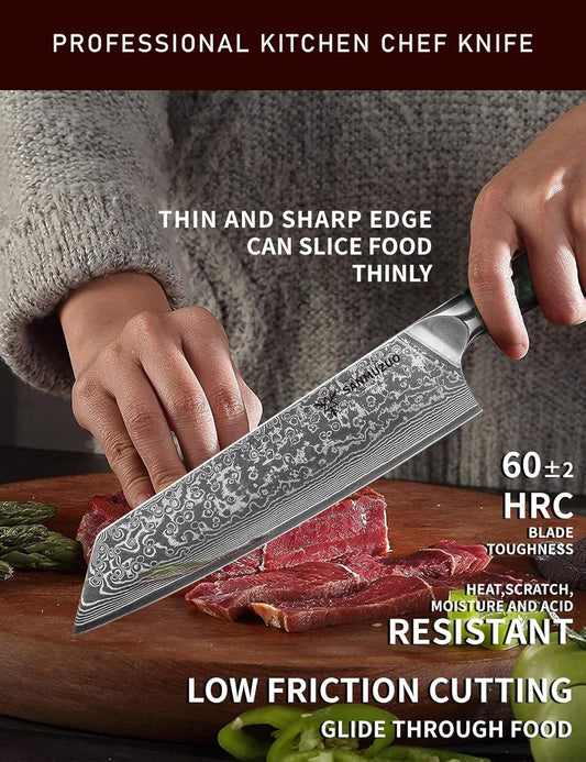 8.5 inch Kiritsuke Kitchen Chef Knife - 67 Layers Damascus Steel & Resin Handle - Xuan Series(Jade Green)