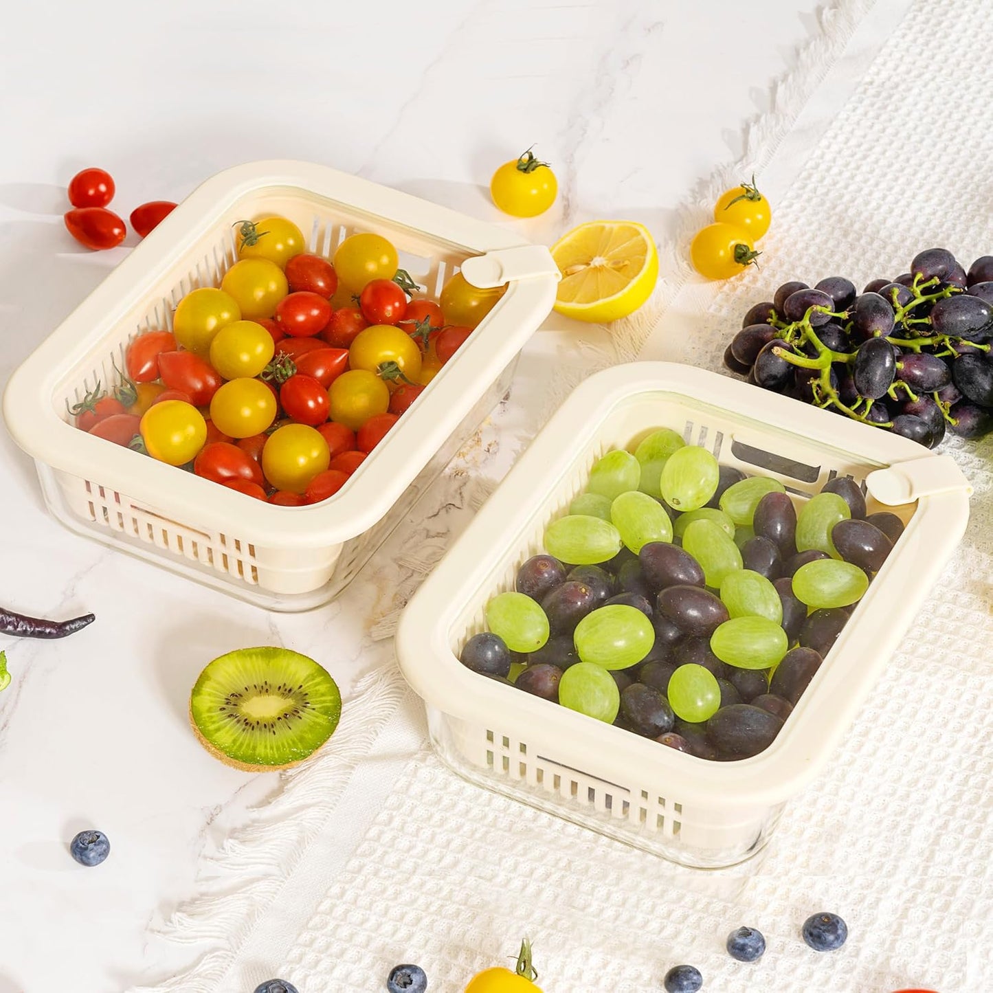 Urban Green Glass Food Storage Containers with Glass Lids, Microwave Safe Food Container Set, Aitight Meal Prep Container Set, BPA Free Colander, LeakProof, 2 Pack