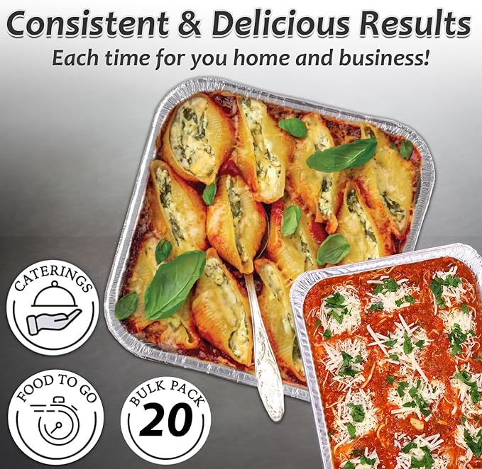 INFINITY EL Disposable Aluminum Foil Pan 25 Pack | Half Pan Extra 12.5" x 10.5" x 4" Deep Disposable Baking Pan | Heavy Duty Aluminum Foil Pan for Roasting Turkey, Lasagna, Thanksgiving, Christmas