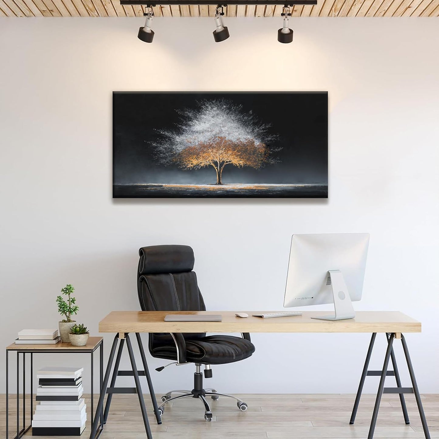 Canvas Art Wall Decor Burning Gray Tree Of Life Wall Art For Living Room Modern Artwork Ready To Hang Abstract Wall Art Prints Bedroom Kitchen Office 24x48 Inch Canvas Prints