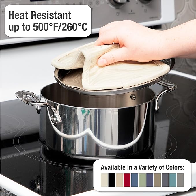 All-Clad Premium Pot Holder & Hot Pad: Heat Resistant to 500 Degrees - 100% Cotton, 10"x6.25" Hot Pad for Kitchen and Barbeque, (1-Pack), Almond